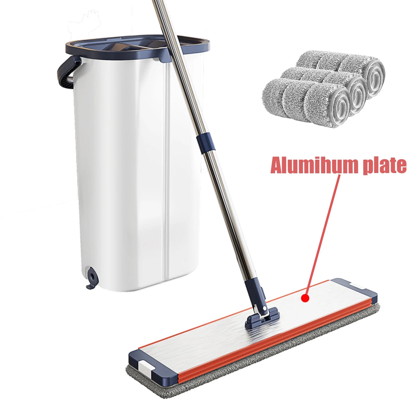 Floor Washing Mop with Separate Clean and Dirty Water Buckets