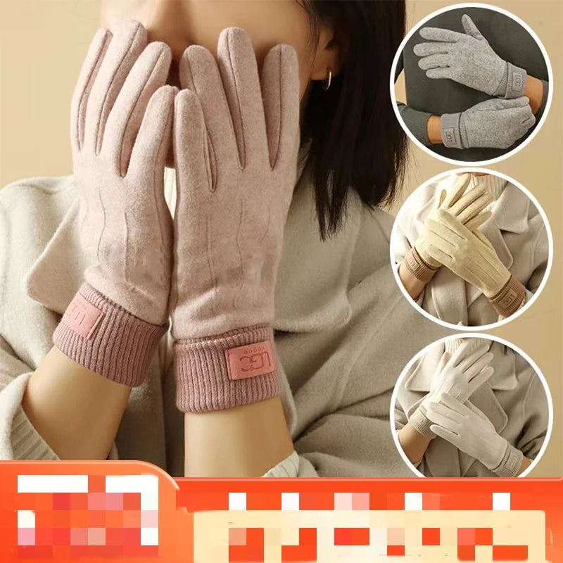 Winter Cashmere Gloves For Women Warm Touch Screen Mittens