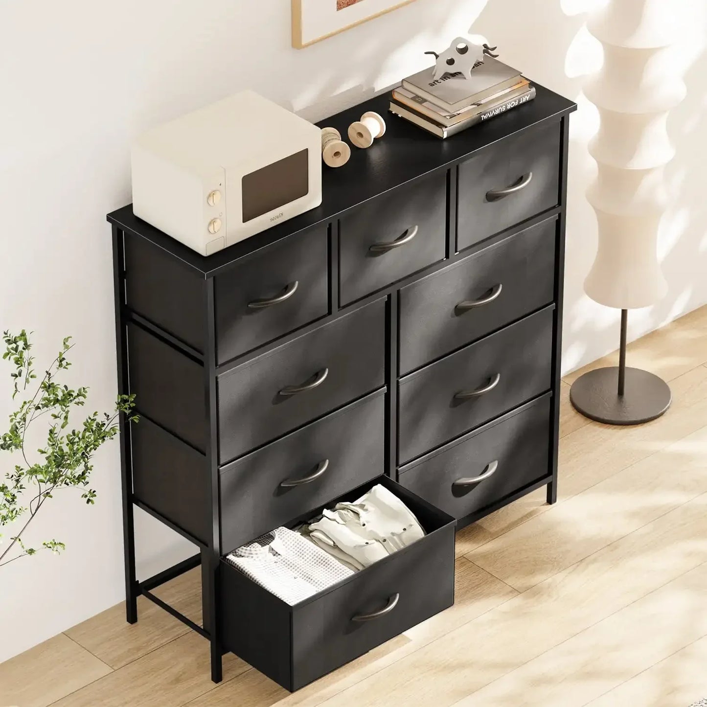 XMSJ Fabric Dresser For Bedroom Nine Drawer Organizer