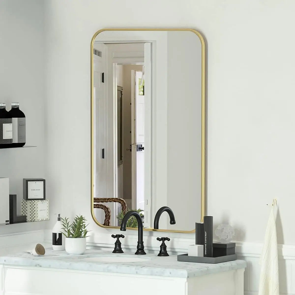 Beautypeak Aluminum Frame Wall Mounted Bathroom Mirror