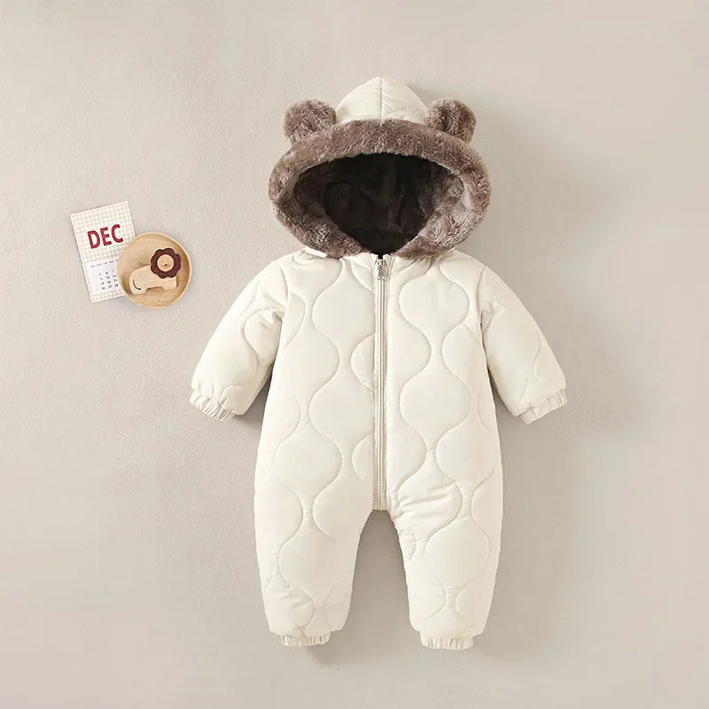 Toddler Boy Hooded Fleece Velvet Snowsuit Autumn Winter Warmth