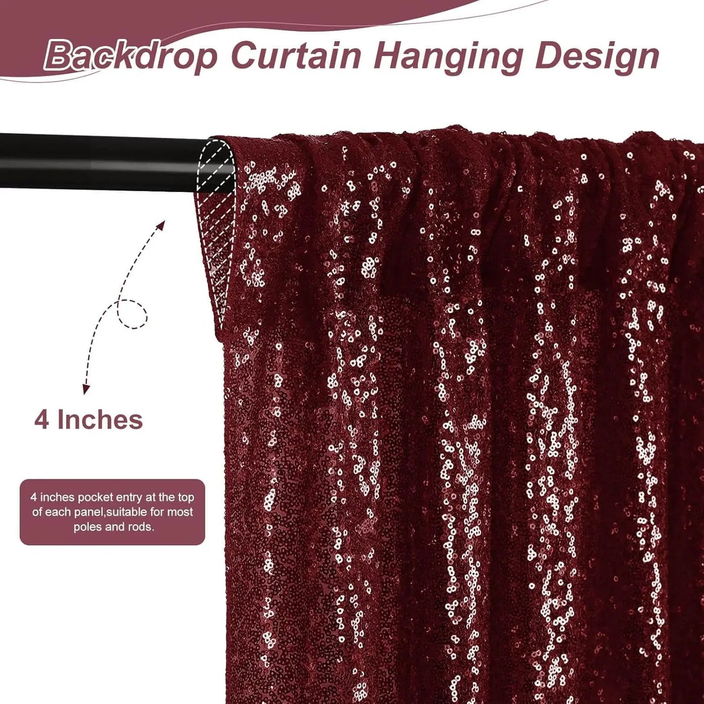 Hignconcerned Sequin Backdrop Curtains Glitter Photo Booth