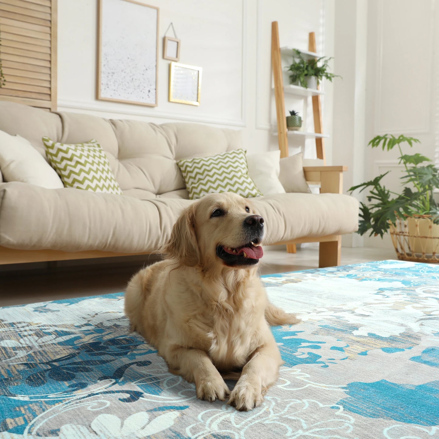 Zhejiang Floral Faux Wool Area Rug For Living Rooms