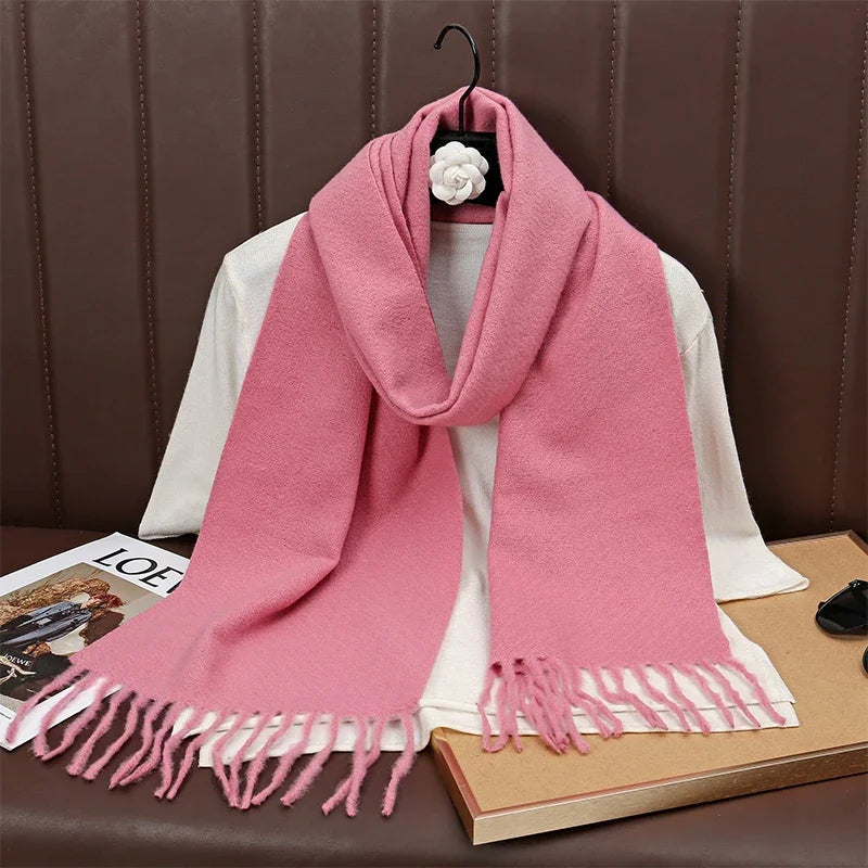 Runmeifacn Warm Cashmere Scarf For Women Solid Knit Wrap
