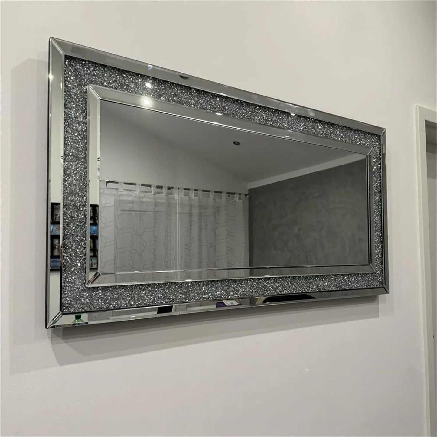 BORWARTH Rectangular Venetian Wall Mirror Crystal Edge