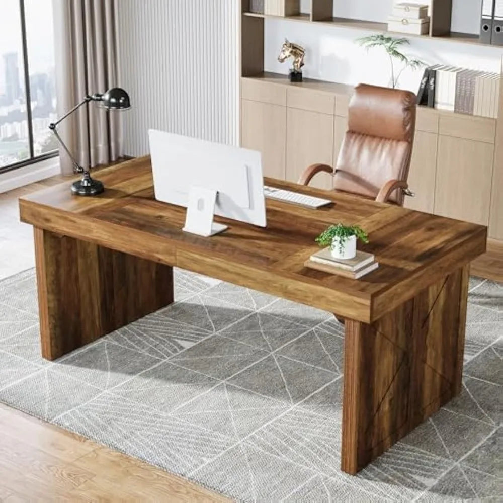 CHENGWEI Executive Computer Desk Modern Wood Office Desk
