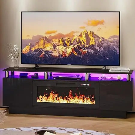 Modern Wooden Electric Fireplace TV Stand With Remote