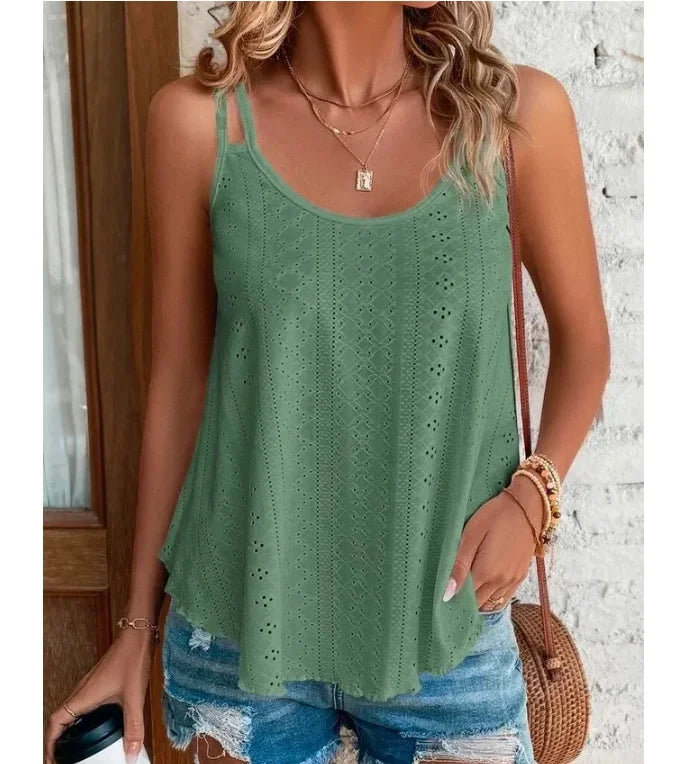 Women Boho Camis Tops Loose Hollow Out Pullover Summer