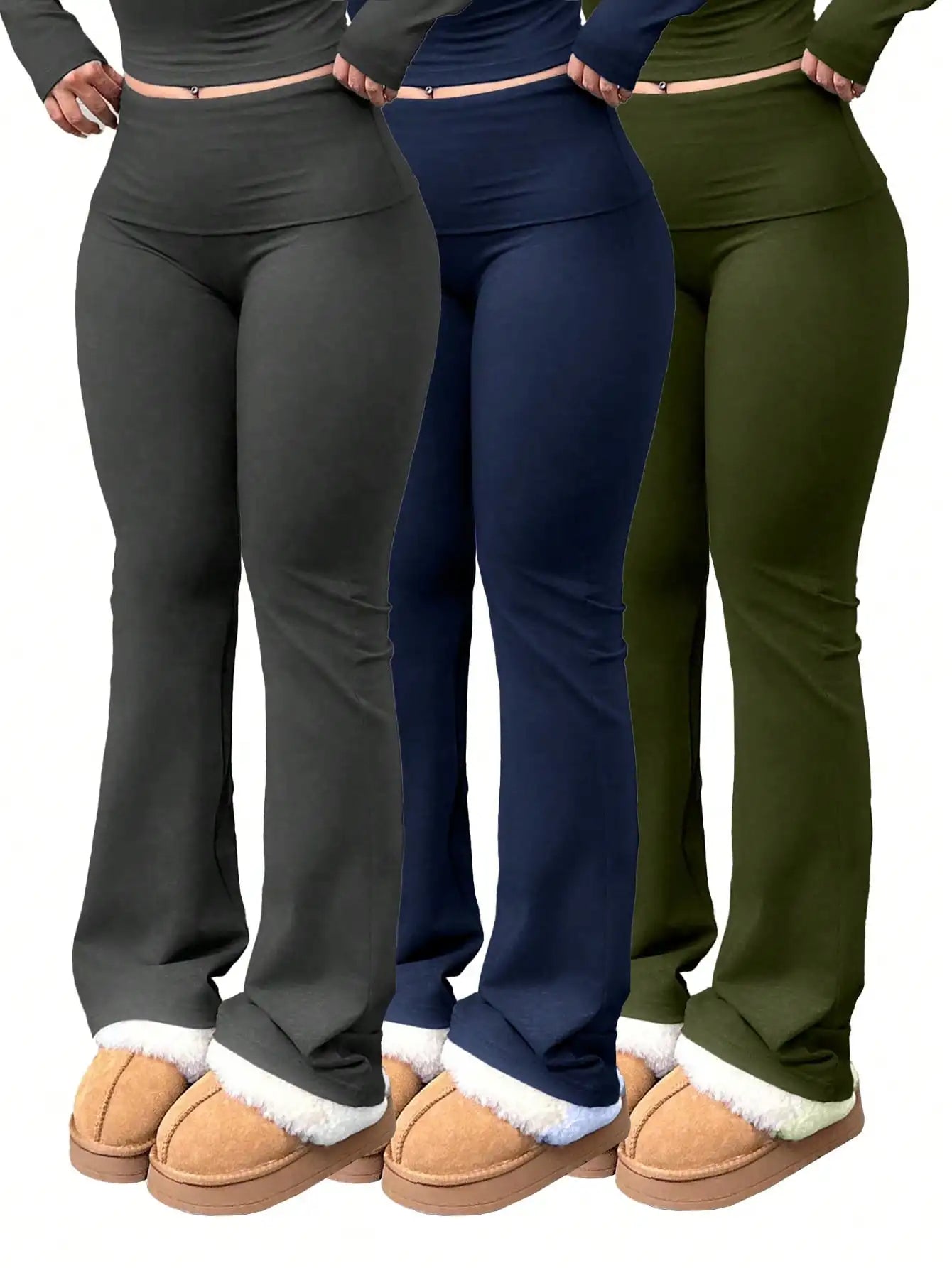 SDNGEDCN Womens High Waist Flared Yoga Pants Trio Pack