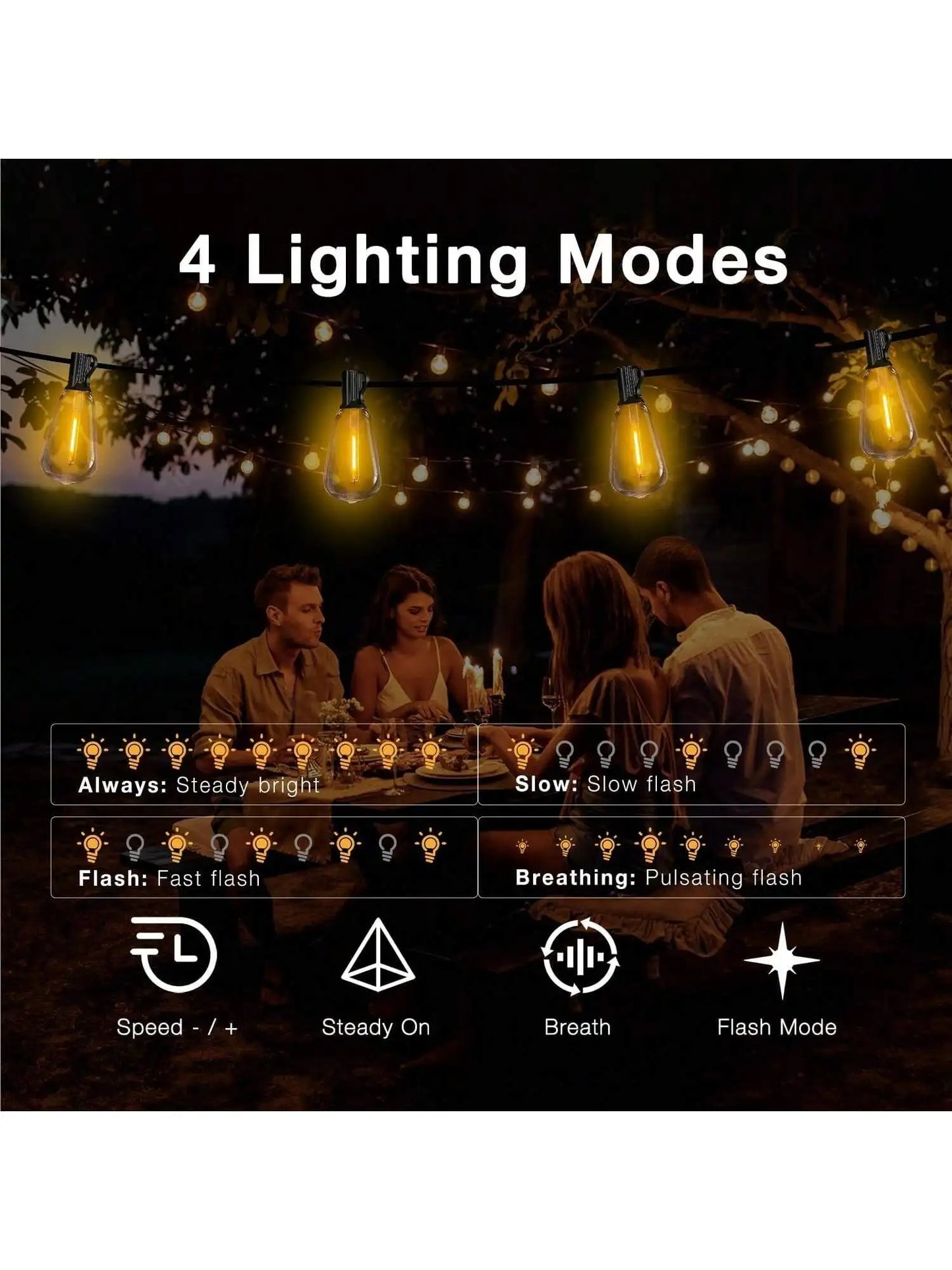 TJOY Dimmable Outdoor LED String Lights With Remote