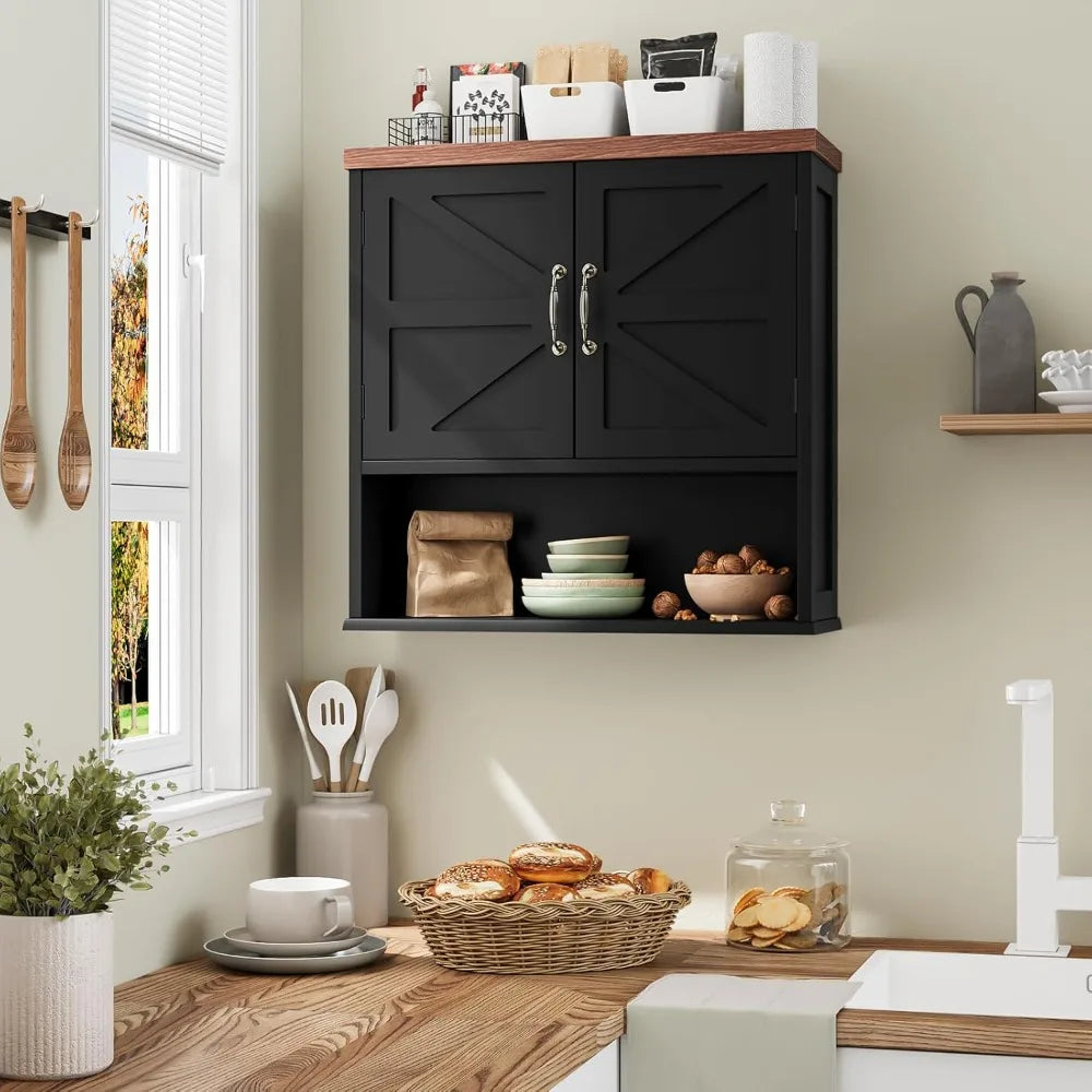 Farmhouse Wall Mounted Cabinet With Adjustable Shelves