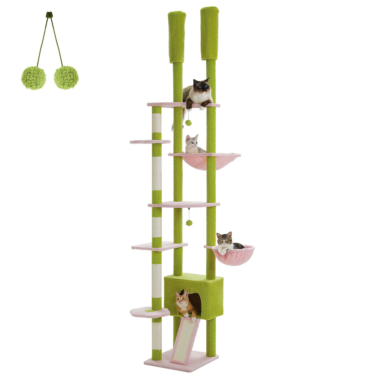 PETEPELACN Cactus Cat Tree Floor to Ceiling Tower Condo