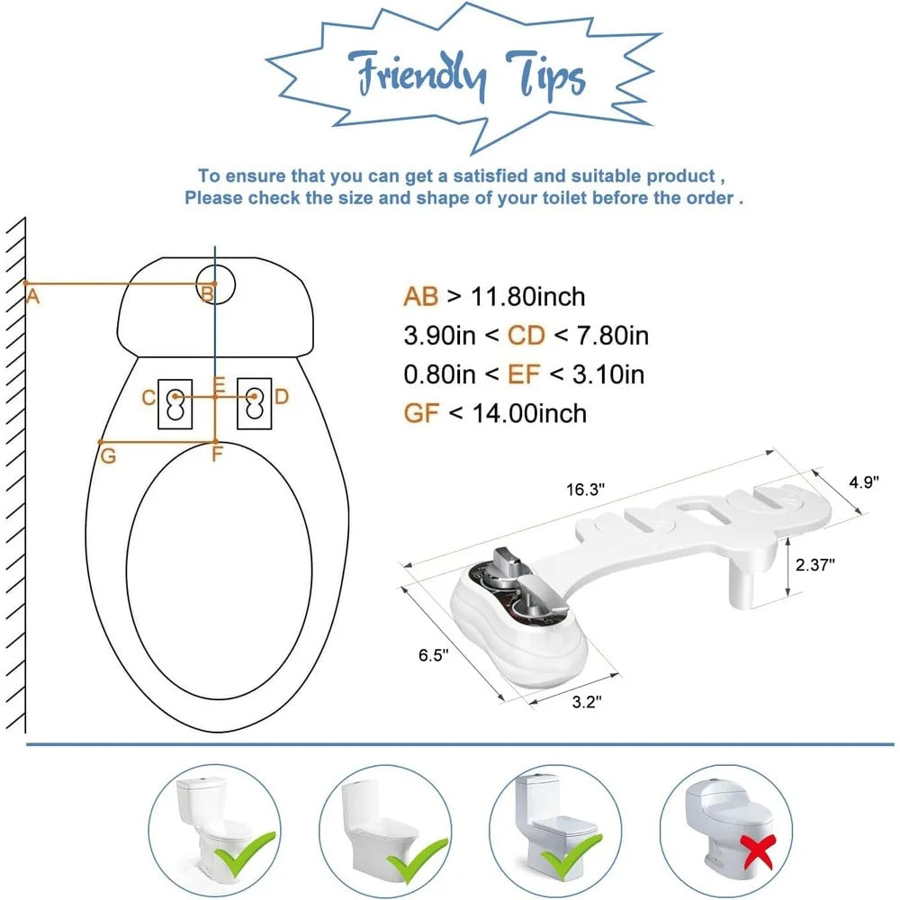 XMSJ Hot Cold Bidet Attachment Self Cleaning Dual Nozzle