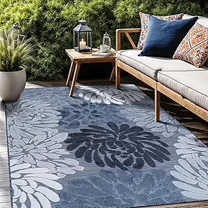 XMSJ Floral Indoor Outdoor Rug for Living Room and Patio