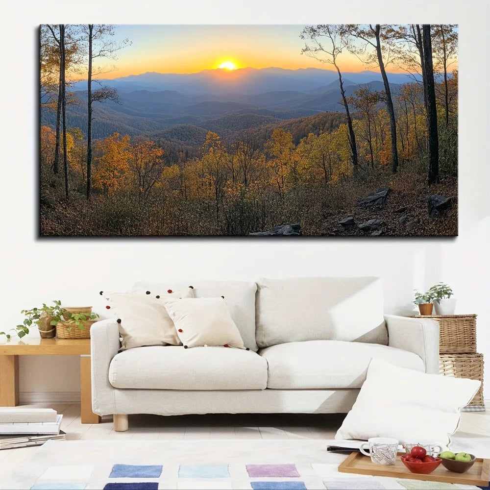 Hign-Concerned Pine Wood Frame Blue Ridge Mountain Photo