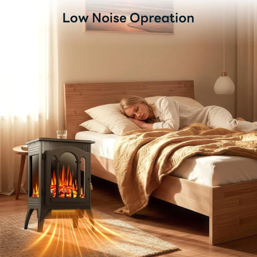 XMSJ Freestanding Electric Fireplace Stove With Adjustable Flame Brightness