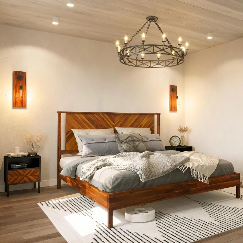 Vivian Bed Frame With Headboard Rustic Scandinavian Style
