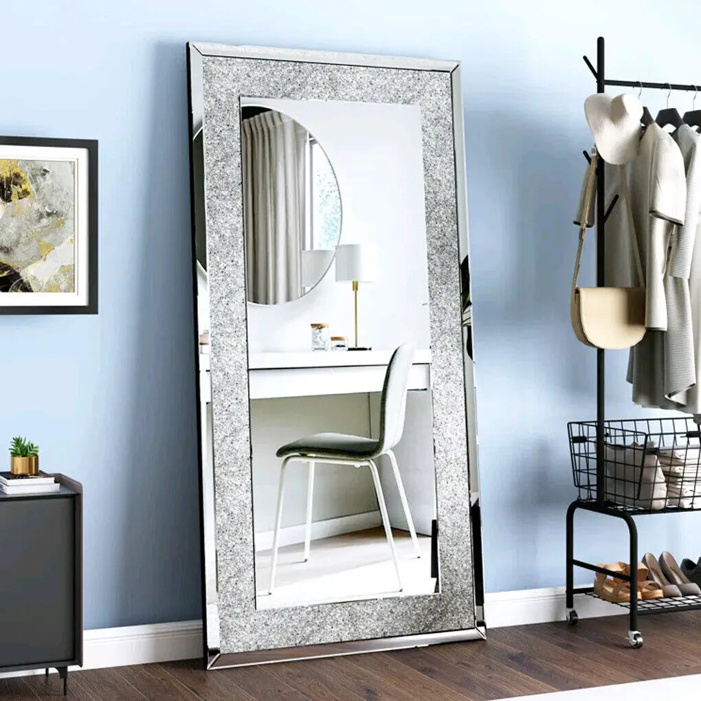LUVODI Rhinestone Frameless Vanity Mirror Wall Mounted