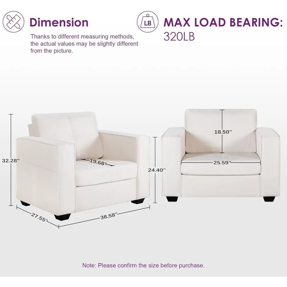 Ticify Linen Lounge Chair With Ottoman And Pockets