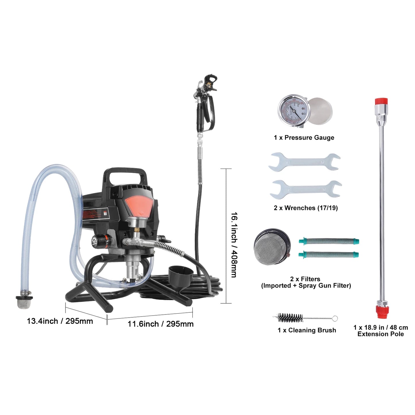SucceBuy Airless Paint Sprayer 750W 3000 PSI High Efficiency Electric