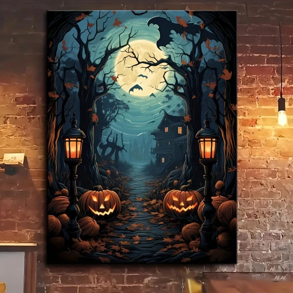 Hign-concerned Horror Pumpkin Castle Art Deco Hanging Frame
