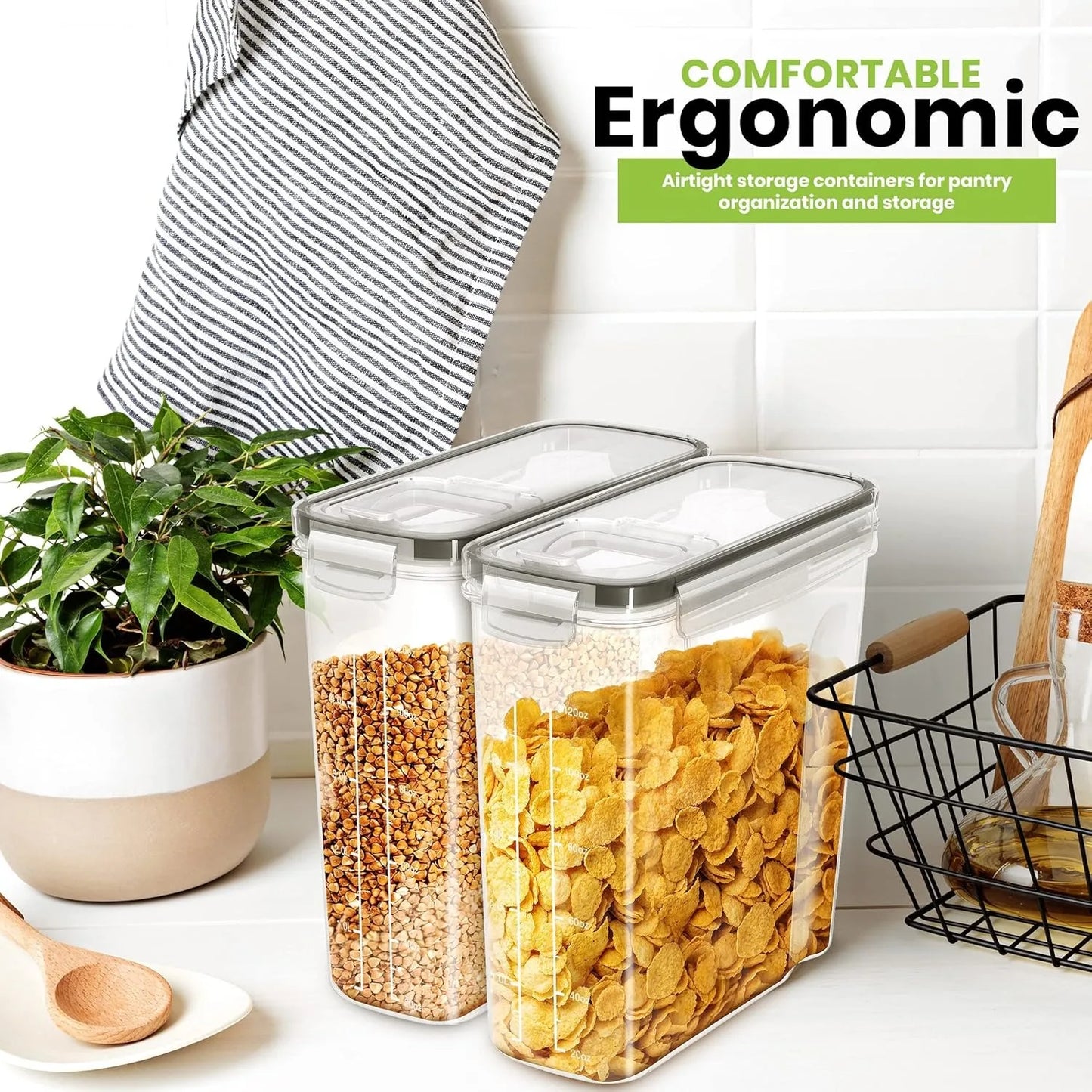 Hign-concerned Cereal Storage Containers Airtight Set of 6