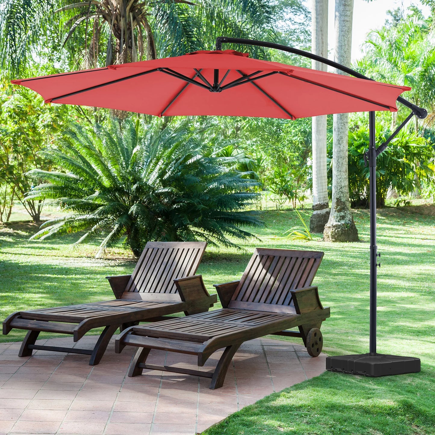 JHK Outdoor Cantilever Patio Umbrella With Easy Tilt Adjustment