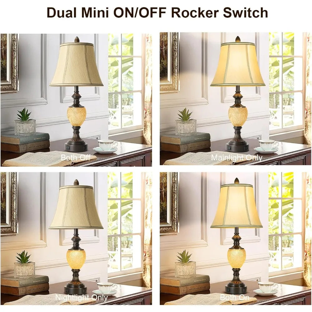 Hign-concerned Vintage Table Lamps Set of 2 With USB