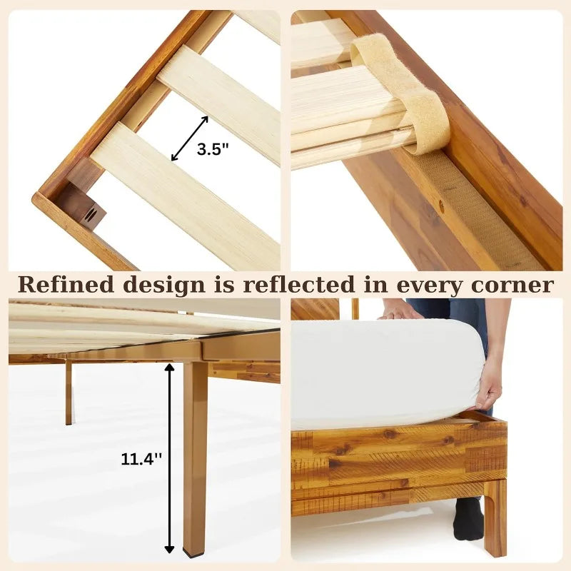 Vivian Deluxe Bed Frame With Headboard Rustic Solid Wood