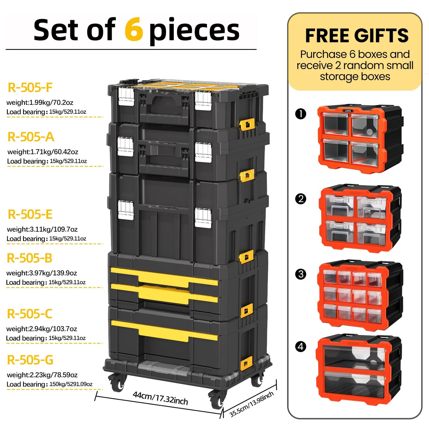 AIRAJ Multifunctional Stackable Rolling Tool Storage Box