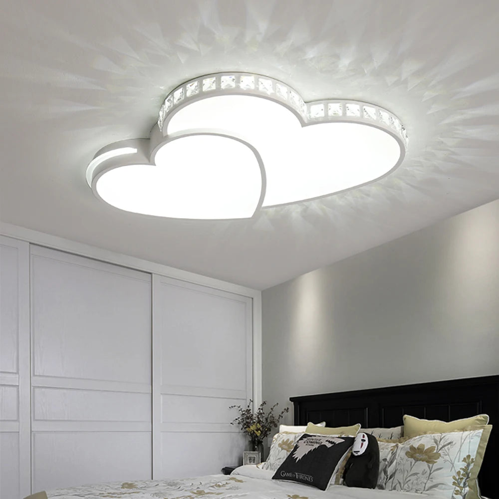 Modern Heart Shaped Crystal LED Ceiling Light Flush Mount