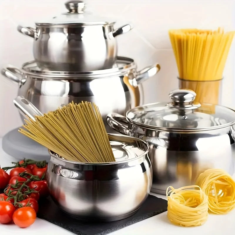 Stainless Steel Cookware Set Non Toxic With Stay Cool Handles Dishwasher Safe