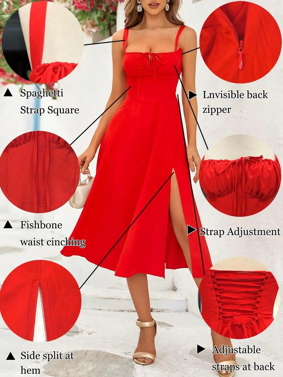 Women's Party Dress With Slit for Bridesmaid or Guest