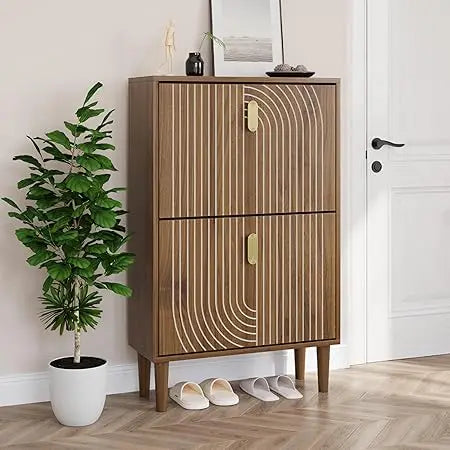 Shoe Cabinet With 2 Flip Drawers Freestanding Organizer