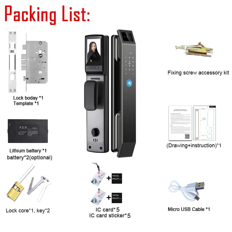 YKESDL 3D Face ID Door Lock With Camera Fingerprint