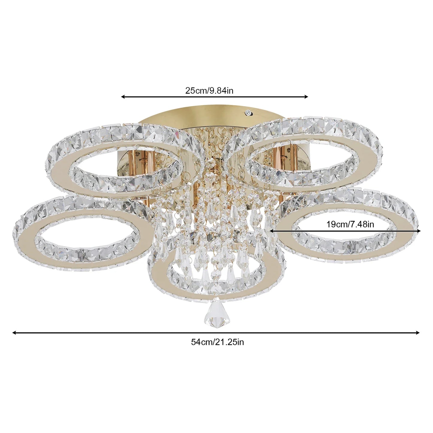 Led Ceiling Light Crystal Chandelier For Living Room Gold Finish