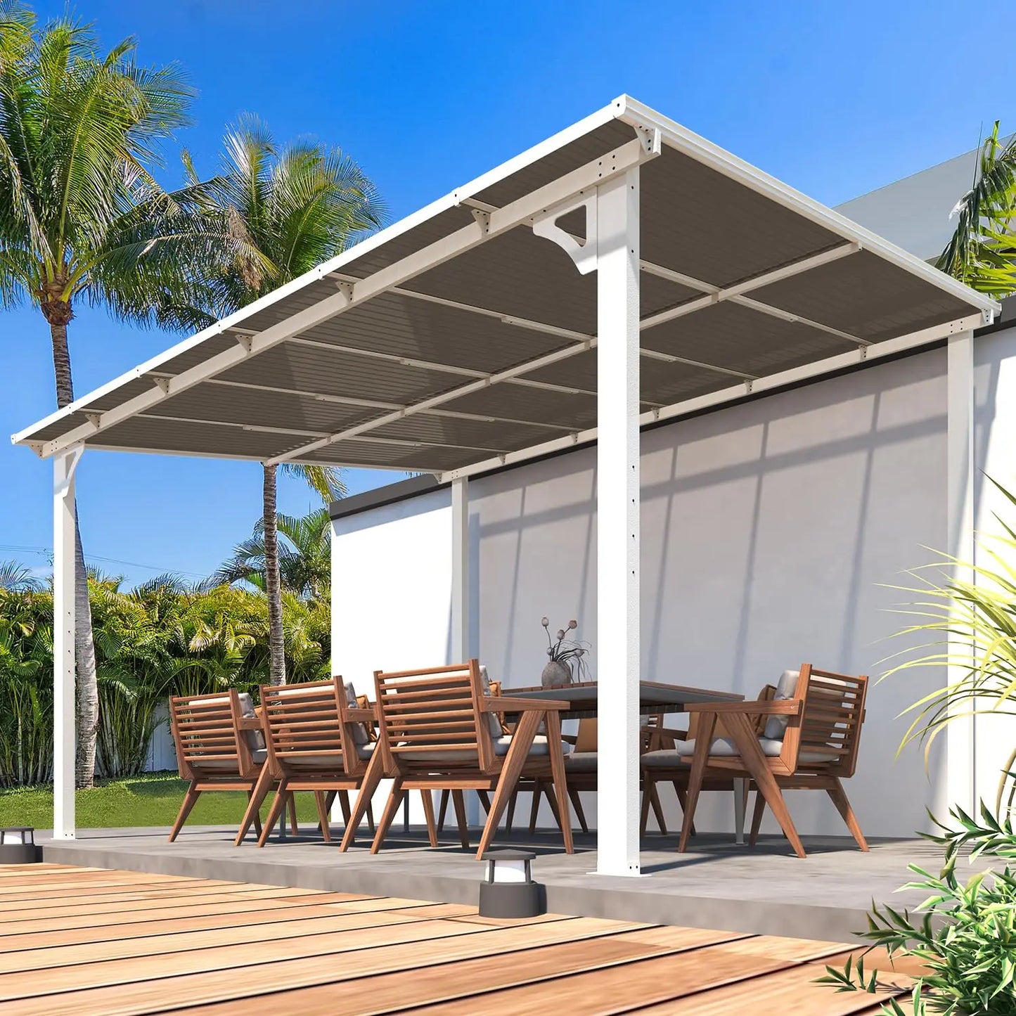 Wall Gazebo Hard Top Pergola Outdoor Patio Canopy For Deck