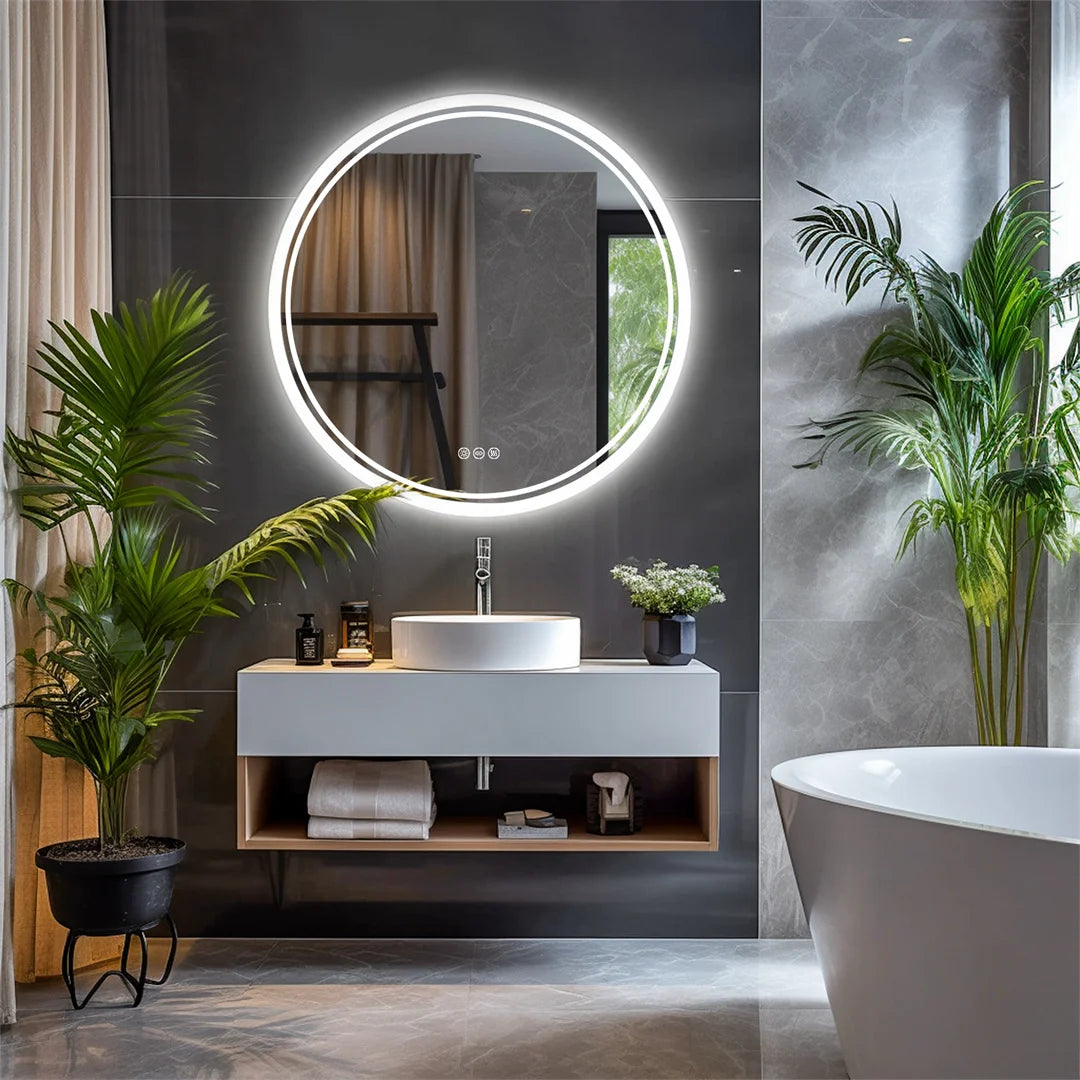 LUVODI Round LED Bathroom Mirror With Touch Sensor Light