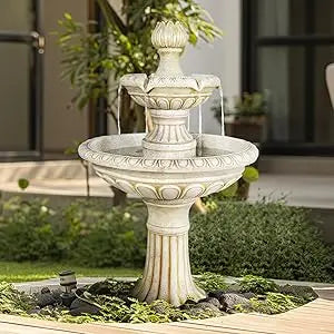Watnature Birdbath Waterfall Fountain 3 Tier Pagoda Outdoor