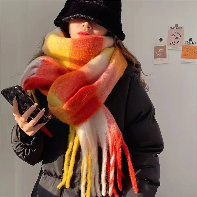 SENAIFEICN Winter Thick Warm Scarf Women Polyester Shawl