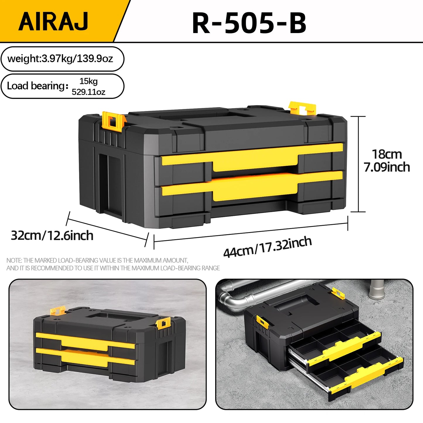 AIRAJ Multifunctional Stackable Rolling Tool Storage Box