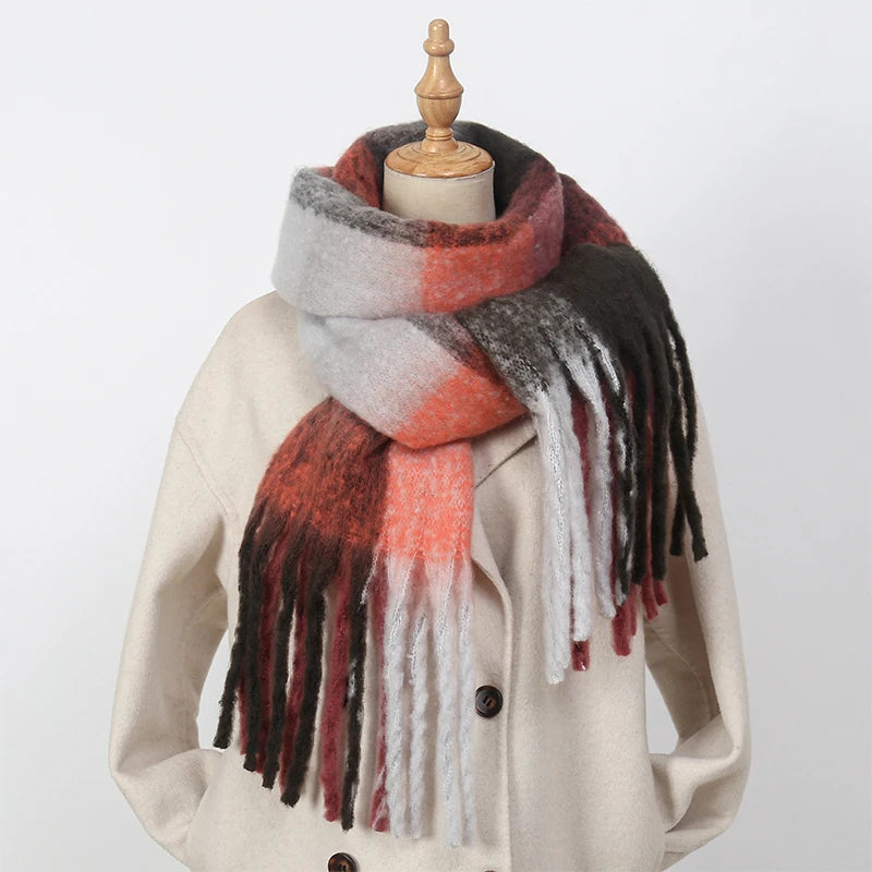SENAIFEICN Winter Thick Warm Scarf Women Polyester Shawl