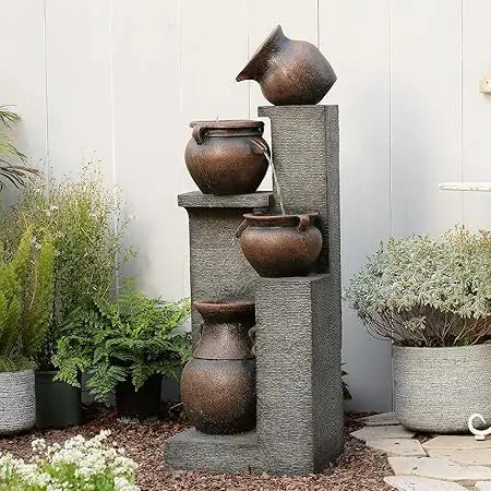 Bumilgar Outdoor Water Fountain With Four Cascading Crocks
