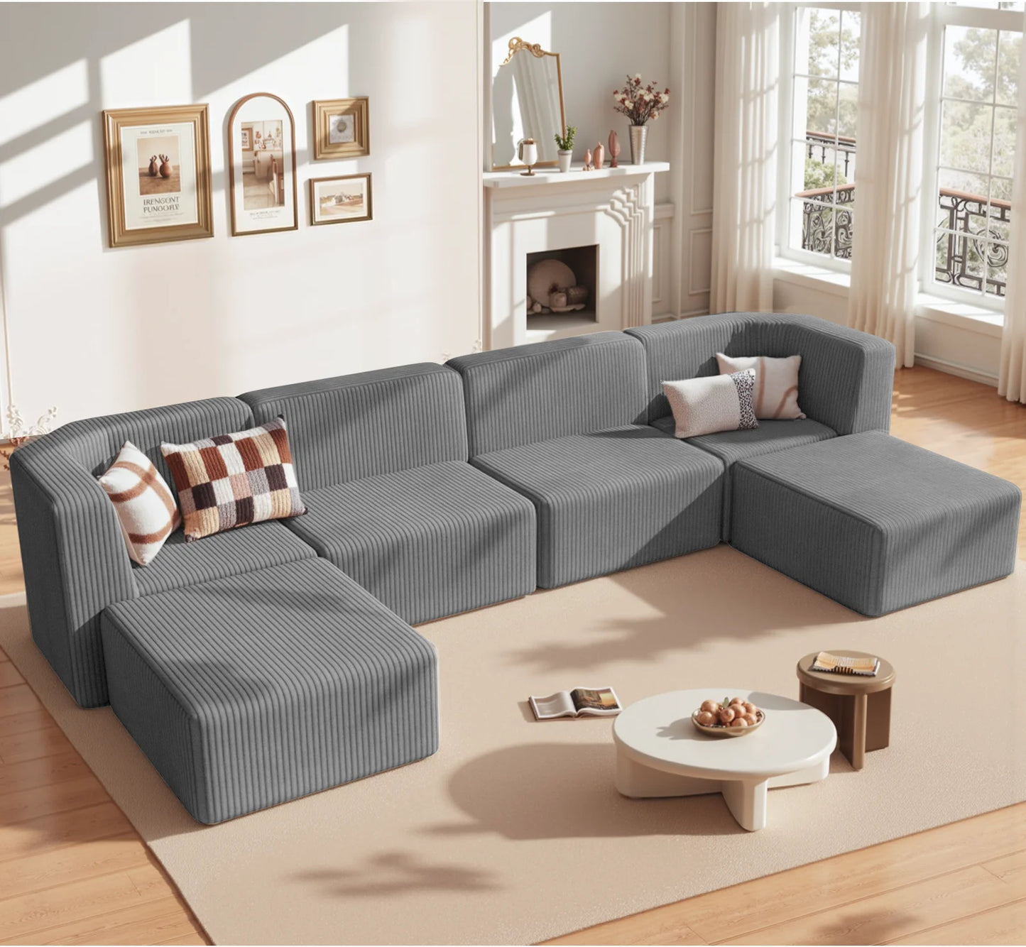 Gaildon Corduroy Sofa Lounge Chair With Removable Footrest