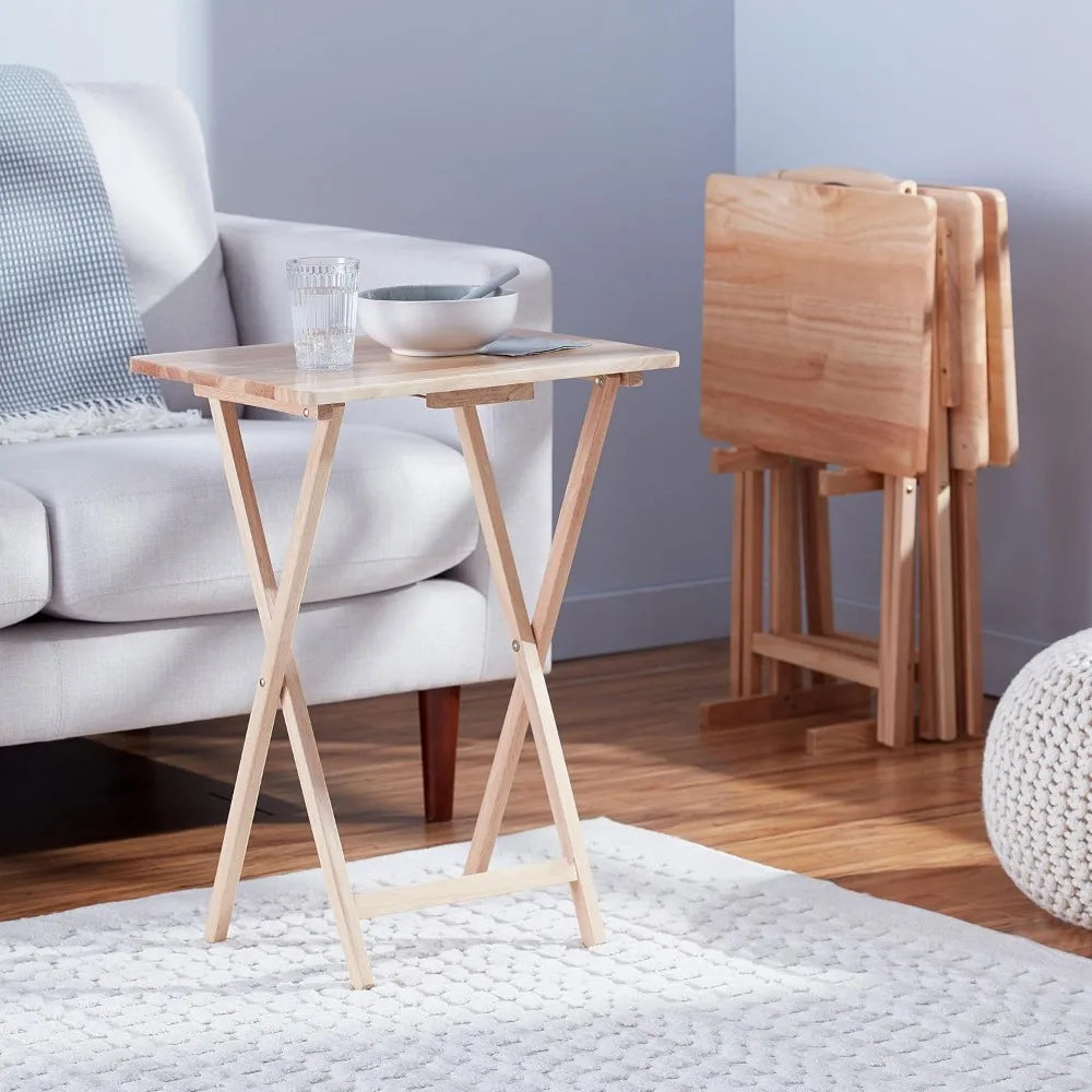 XIUWO Foldable TV Tray Table Set With Storage Rack