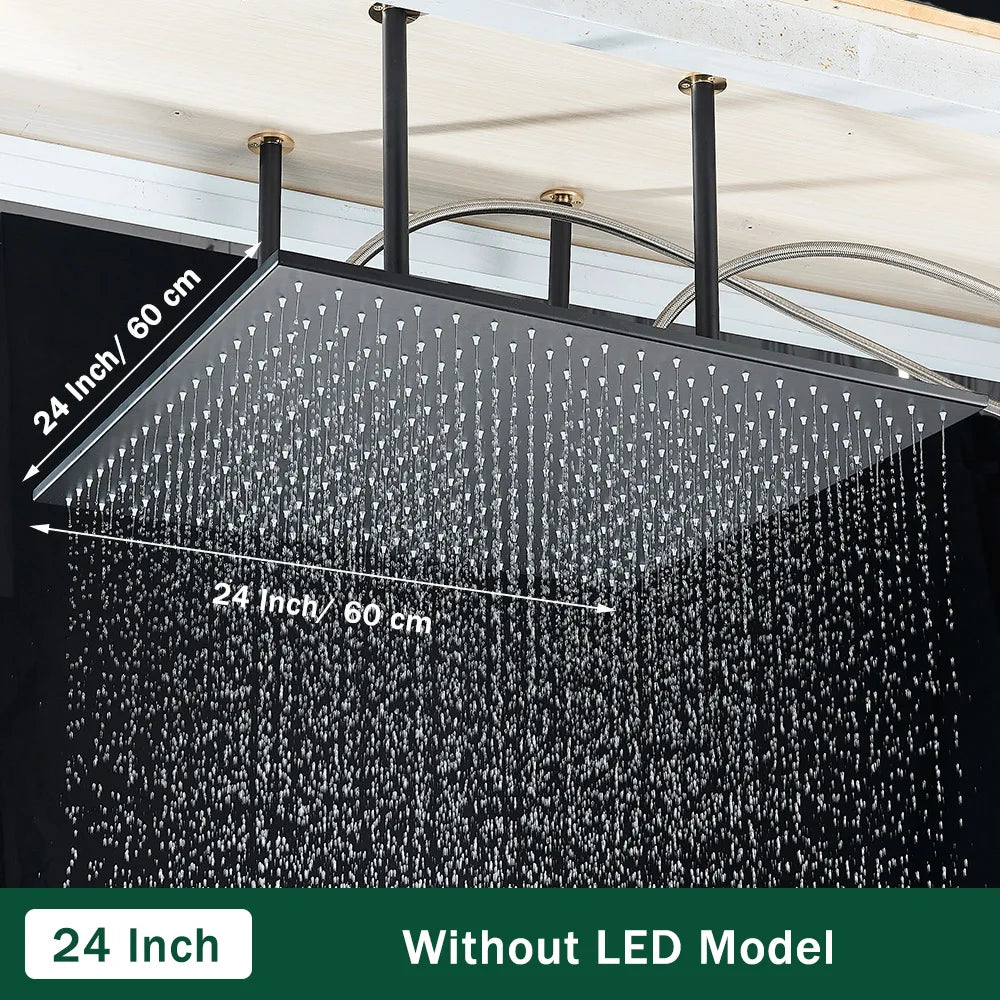 Rozin LED Rainfall Shower Head Ceiling Mounted With Installation Arm
