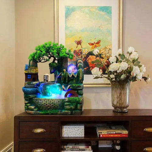Hign-Concerned Desktop Fountain Waterfall Fish Bowl Ornament