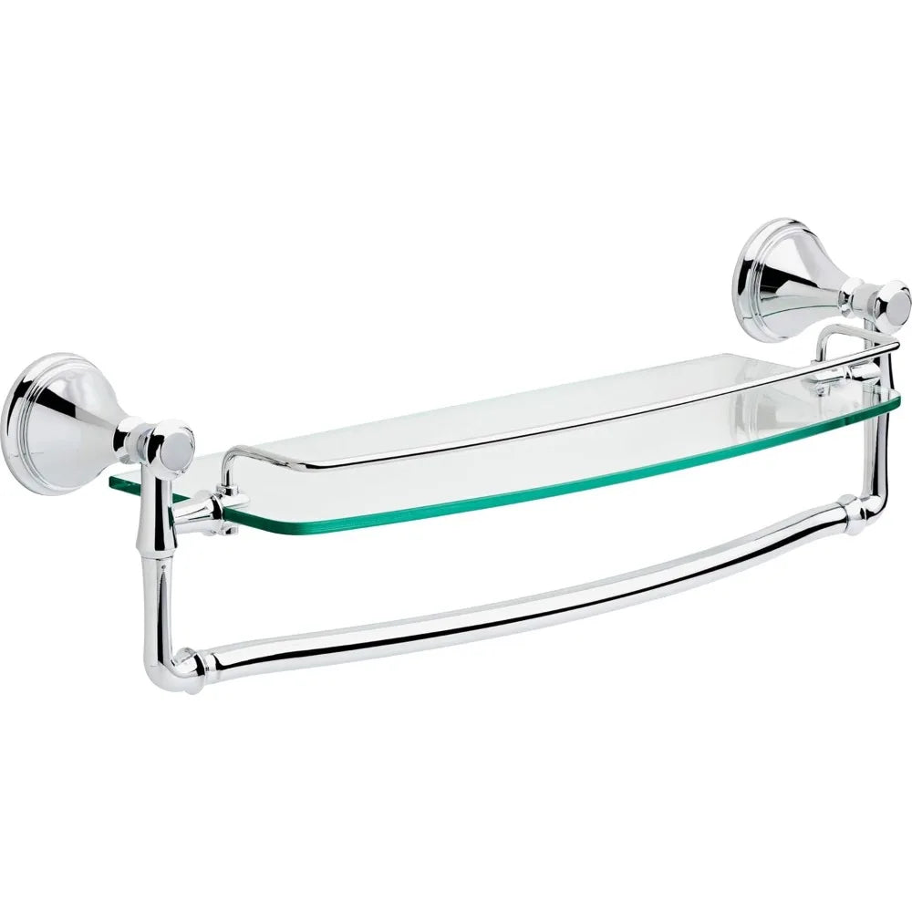 Delta Cassidy Glass Bathroom Shelf Towel Bar Wall Mount