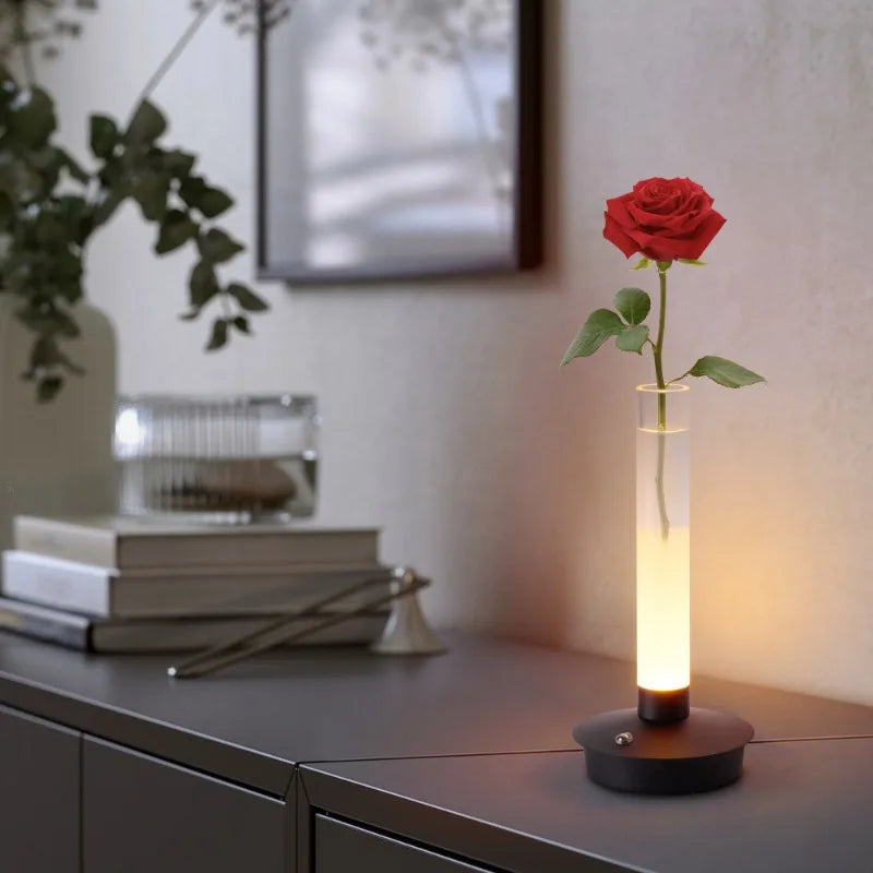 Hign-concerned Minimalist Glass Vase Lamp With Led Light