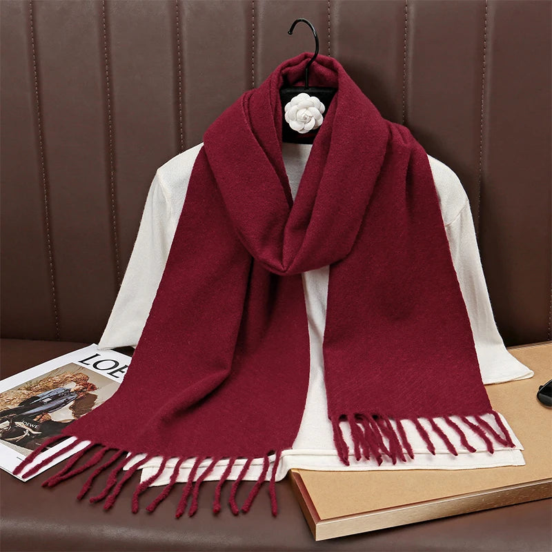 Runmeifacn Warm Cashmere Scarf For Women Solid Knit Wrap